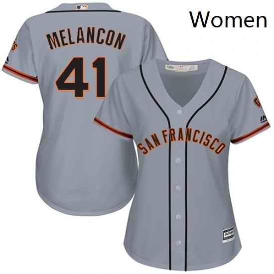 Womens Majestic San Francisco Giants 41 Mark Melancon Replica Grey Road 2 Cool Base MLB Jersey